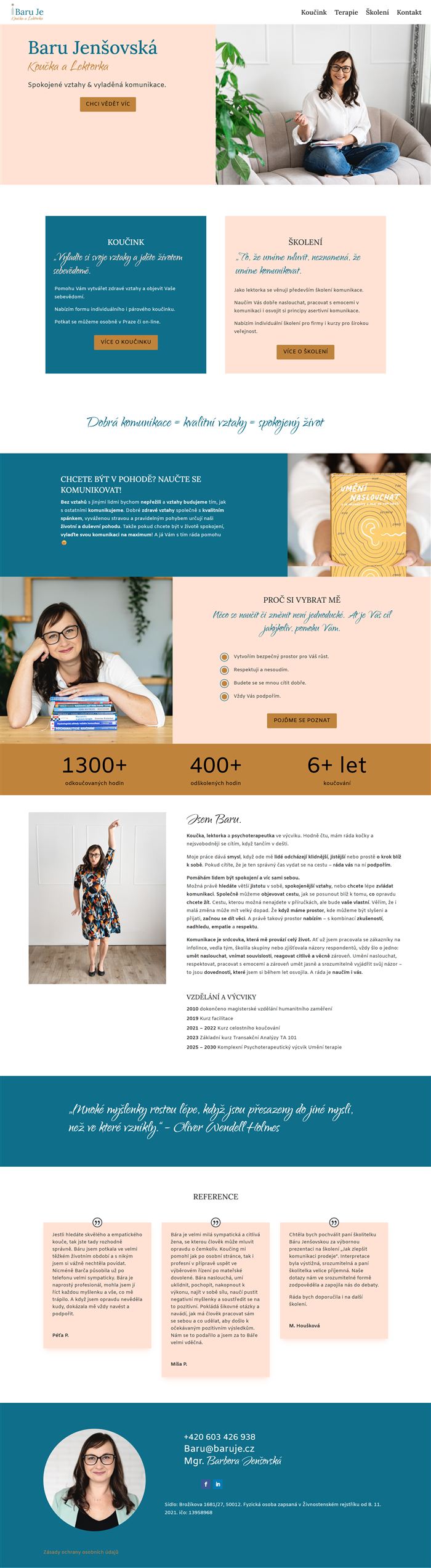 Website for coach and lecturer Baru Jenšovská