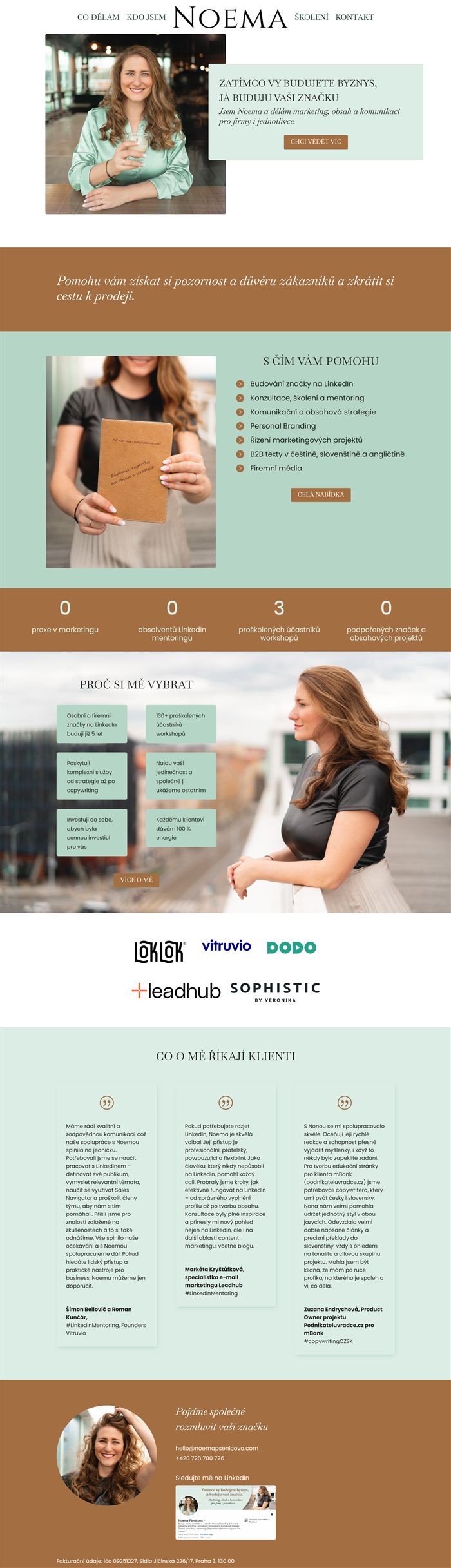 Website for marketing specialist Noema Pšeničová